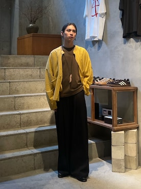 「Toironier（トワロニエ）のToironier/トワロニエ/2Tuck Wide Pants（スラックス、ブラック系）」を使った、shkzm04さん（メンズ・174cm）の夏コーディネート