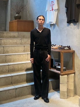 「Toironier（トワロニエ）のToironier/トワロニエ/Draping Denim Trousers（デニムパンツ、ブラック系）」を使った、shkzm04さん（メンズ・174cm）の夏コーディネート