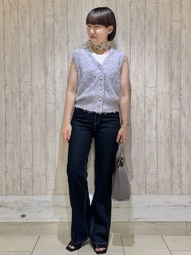 「アイテム（ベスト、パープル系）」を使った、Hana...eさん（レディース・159cm）の夏コーディネート