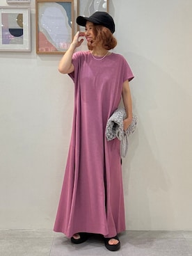 「SHOO・LA・RUE（シューラルー）のフロントフリル シアーワッシャーブラウス（シャツ/ブラウス、ホワイト系）」を使った、たけぴさん（レディース・150cm）の夏コーディネート