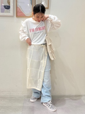 「Cutie Blonde（キューティーブロンド）のアイテム（デニムパンツ）」を使った、たけぴさん（レディース・150cm）の春コーディネート