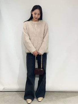 「アイテム（ポーチ、ブラウン系）」を使った、sayaさん（レディース・160cm）の秋コーディネート