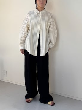 「Lutim by u（ルチバイユー）のWaist Spindle Easy Pants / ウエストスピンドルイージーパンツ（その他パンツ、ホワイト系）」を使った、lutimbyuさん（レディース・155cm）の春コーディネート