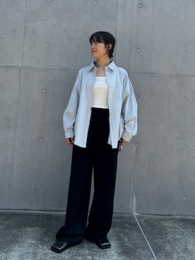 「Lutim by u（ルチバイユー）のWaist Spindle Easy Pants / ウエストスピンドルイージーパンツ（その他パンツ、ホワイト系）」を使った、lutimbyuさん（レディース・155cm）の春コーディネート