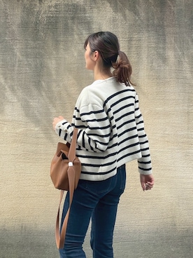 「Lutim by u（ルチバイユー）のInside multi-pocket shoulder bag / インサイドマルチポケットショルダーバック（ショルダーバッグ、ブラウン系）」を使った、lutimbyuさん（レディース・155cm）の春コーディネート