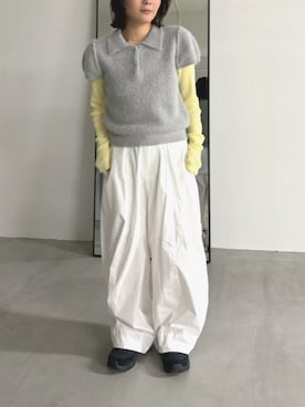 「Lutim by u（ルチバイユー）のシャーベット2wayリブニットトップス（Tシャツ/カットソー、イエロー系）」を使った、lutimbyuさん（レディース・155cm）の春コーディネート