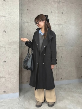 「Lutim by u（ルチバイユー）のフェイクレザー2WAYコンバーチブルバッグ（バックパック/リュック、ブラック系）」を使った、lutimbyuさん（レディース・155cm）の春コーディネート