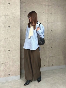 「Lutim by u（ルチバイユー）のドライリブシアードットボタンカーディガン（カーディガン/ボレロ、ホワイト系）」を使った、lutimbyuさん（レディース・155cm）の春コーディネート