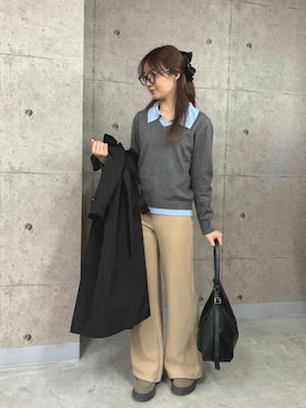 「Lutim by u（ルチバイユー）のフェイクレザー2WAYコンバーチブルバッグ（バックパック/リュック、ブラック系）」を使った、lutimbyuさん（レディース・155cm）の春コーディネート