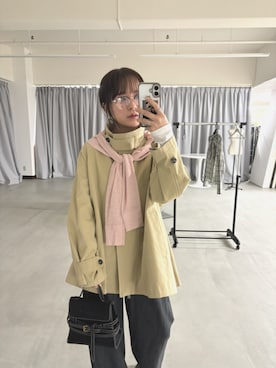 「Lutim by u（ルチバイユー）のドライリブシアードットボタンカーディガン（カーディガン/ボレロ、ピンク系）」を使った、lutimbyuさん（レディース・155cm）の春コーディネート