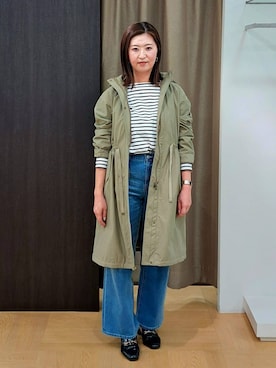 「アイテム（モッズコート、グリーン系）」を使った、ちいさん（レディース・162cm）の春コーディネート