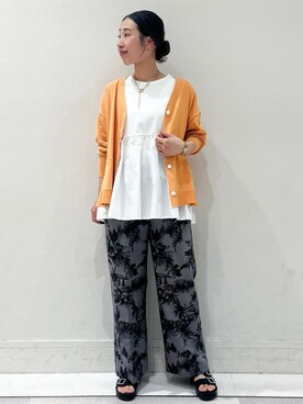 「OPAQUE.CLIP（オペークドットクリップ）の◆ペプラムドッキングカットソー【洗濯機洗い可】（Tシャツ/カットソー）」を使った、ちえさん（レディース・167cm）の春コーディネート