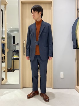 「アイテム（名刺入れ、ブルー系）」を使った、わいずみさん（メンズ・167cm）の冬コーディネート