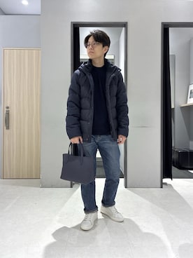「アイテム（ダウンジャケット/コート）」を使った、わいずみさん（メンズ・167cm）の冬コーディネート