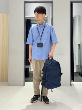 「アイテム（名刺入れ、ブルー系）」を使った、わいずみさん（メンズ・167cm）の夏コーディネート