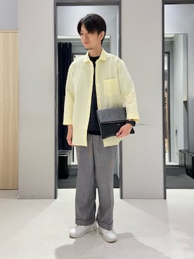 「アイテム（クラッチバッグ、グレー系）」を使った、わいずみさん（メンズ・167cm）の夏コーディネート