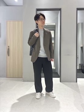 「アイテム（ノーカラージャケット）」を使った、わいずみさん（メンズ・167cm）の冬コーディネート