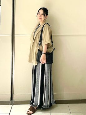 「russet（ラシット）のアレンジショルダーベルト［Monogram Plate］（その他小物、ブラック系）」を使った、UENOさん（レディース・155cm）の夏コーディネート