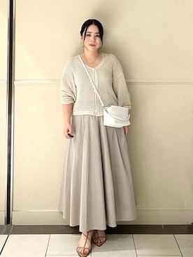 「russet（ラシット）のメッシュミニショルダーバッグ（ショルダーバッグ、ホワイト系）」を使った、UENOさん（レディース・155cm）の夏コーディネート