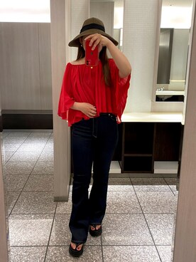 「CLANE（クラネ）のアイテム（ハット）」を使った、@konon_0101さん（レディース・159cm）の春コーディネート