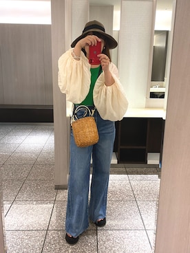 「CLANE（クラネ）のアイテム（ハット）」を使った、@konon_0101さん（レディース・159cm）の春コーディネート