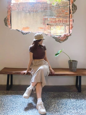 「MARITHE + FRANCOIS GIRBAUD（マリテフランソワジルボー）のアイテム（帽子）」を使った、my_chungさん（レディース・168cm）の夏コーディネート