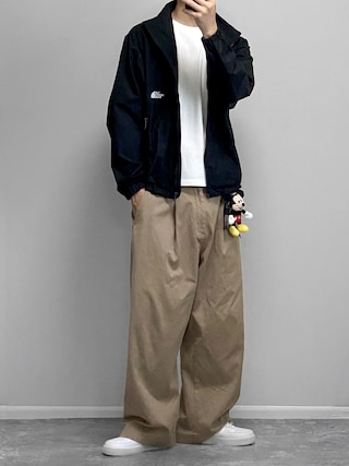 「WYM LIDNM(ウィム バイ リドム)のHARD GABA LOOSE FIT TROUSERS(その他パンツ)」を使った、gakuさん(メンズ・127cm)の秋コーディネート