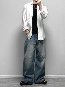 「白シャツ」｜gakuさん（メンズ・173cm）の夏コーディネート