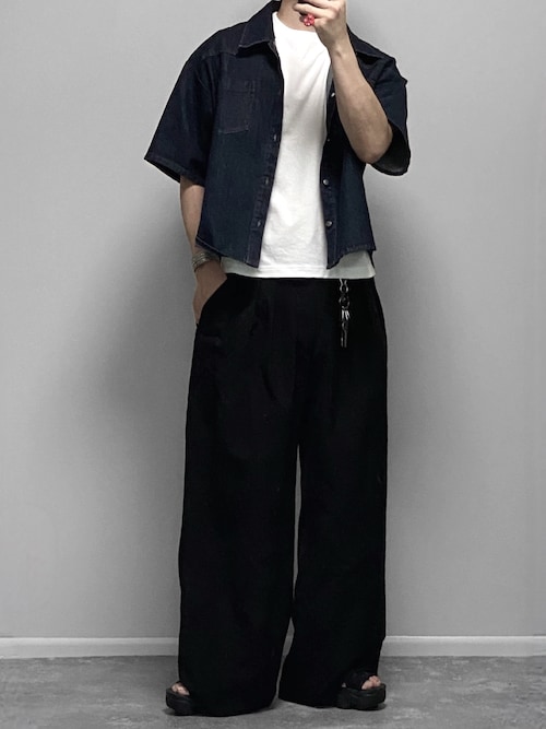 SLIGHT FLARE DOUBLE CLOTH BAGGY SLACKS