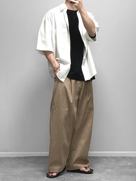 「OOFOS（ウーフォス）のアイテム（シューズ）」を使った、gakuさん（メンズ・173cm）の夏コーディネート