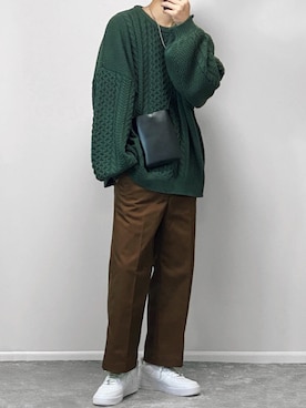 「ケーブルニット」｜gakuさん（メンズ・173cm）の冬コーディネート
