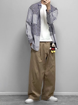 「WYM LIDNM（ウィム バイ リドム）のHARD GABA LOOSE FIT TROUSERS（その他パンツ）」を使った、gakuさん（メンズ・173cm）の秋コーディネート