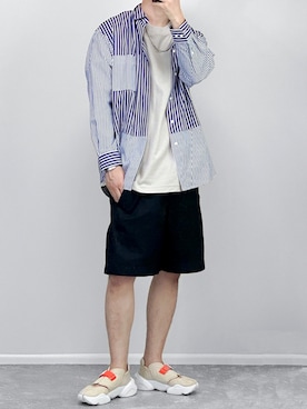 「welleg（ウェレッグ）のアイテム（ソックス/靴下）」を使った、gakuさん（メンズ・173cm）の夏コーディネート