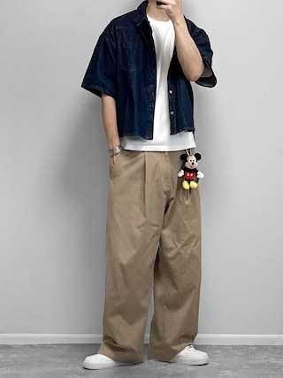 「Regen Glanz(レーゲングランツ)のslub denim shirt/スラブデニムシャツ(シャツ/ブラウス)」を使った、gakuさん(メンズ・173cm)の秋コーディネート