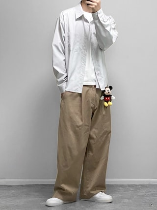 「NIKE(ナイキ)のナイキ エア フォース 1 '07 メンズシューズ / Nike Air Force 1 '07 Men's Shoes CW2288-111 White(スニーカー)」を使った、gakuさん(メンズ・173cm)の秋コーディネート