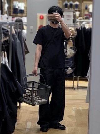 「無印良品（ムジルシリョウヒン）の紳士　天竺編みクルーネック半袖Ｔシャツ（Tシャツ/カットソー）」を使った、gakuさん（メンズ・173cm）の夏コーディネート