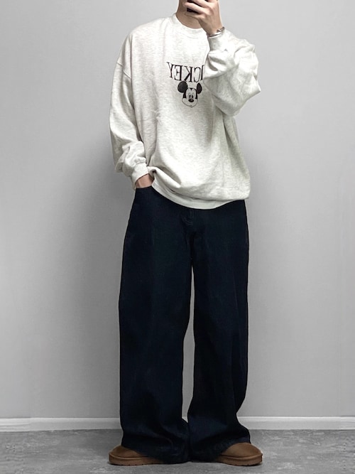 セール】wide baggy slub denim pants/ワイドバギースラブデニムパンツ