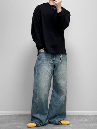 「WYM LIDNM（ウィム バイ リドム）のEXTRA FINE COTTON SIDE SLIT BASIC L/S（Tシャツ/カットソー）」を使った、gakuさん（メンズ・173cm）の秋コーディネート