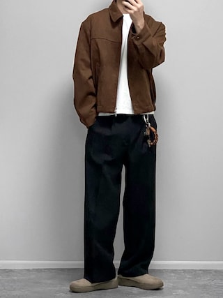 「WYM LIDNM(ウィム バイ リドム)のFAUX SUEDE ZIP BLOUSON(ブルゾン)」を使った、gakuさん(メンズ・173cm)の秋コーディネート