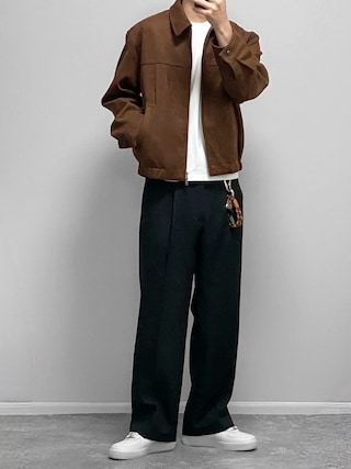 「WYM LIDNM(ウィム バイ リドム)のFAUX SUEDE ZIP BLOUSON(ブルゾン)」を使った、gakuさん(メンズ・173cm)の秋コーディネート