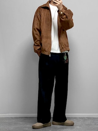 「improves（インプローブス）のフェイクスエード スイングトップ（ブルゾン）」を使った、gakuさん（メンズ・173cm）の秋コーディネート