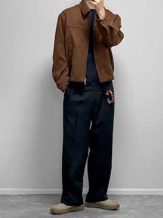 「WYM LIDNM(ウィム バイ リドム)のFAUX SUEDE ZIP BLOUSON(ブルゾン)」を使った、gakuさん(メンズ・173cm)の秋コーディネート