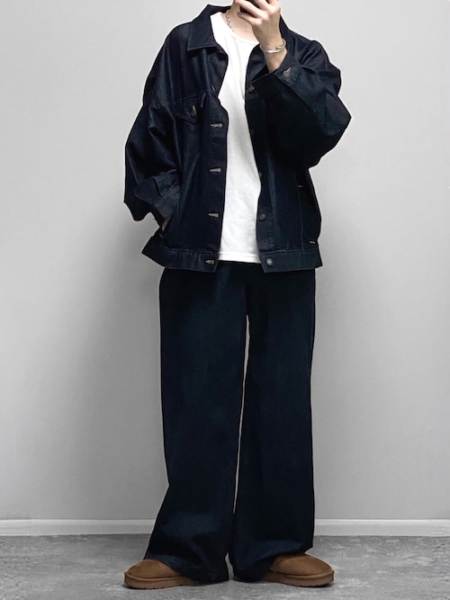 セール】wide baggy slub denim pants/ワイドバギースラブデニムパンツ