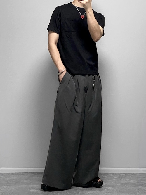 SLIGHT FLARE DOUBLE CLOTH BAGGY SLACKS