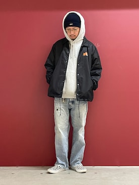「AVIREX（アヴィレックス）のアイテム（ナイロンジャケット）」を使った、Kenichiさん（メンズ・177cm）の冬コーディネート