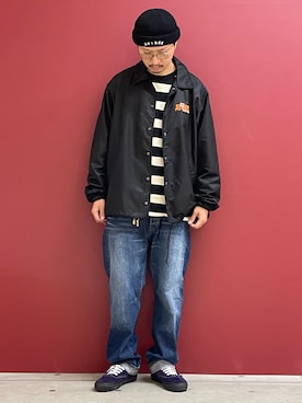 「AVIREX（アヴィレックス）のアイテム（ナイロンジャケット）」を使った、Kenichiさん（メンズ・177cm）の冬コーディネート