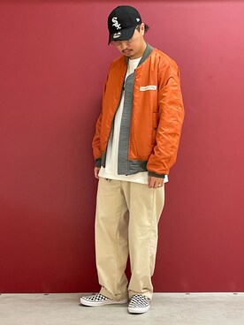 「秋先取りコーデ」｜「アイテム（MA-1）」を使った、Kenichiさん（メンズ・177cm）の秋コーディネート