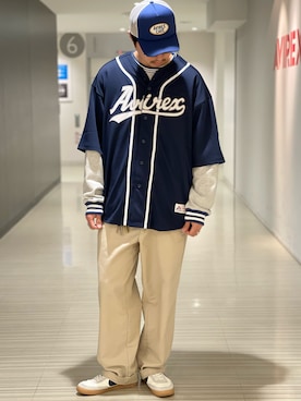 「メッシュキャップ」｜「アイテム（スウェット）」を使った、Kenichiさん（メンズ・177cm）の春コーディネート