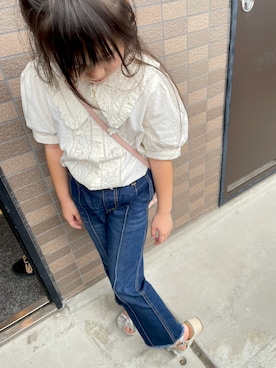 「BRANSHES（ブランシェス）のアイテム（パンツ）」を使った、r!oさん（レディース・160cm）の秋コーディネート