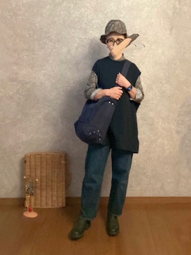 「YAECA（ヤエカ）のアイテム（帽子）」を使った、なお なお。さん（レディース・159cm）の秋コーディネート